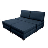 The Duobed King Sofa Bed with Storage is your all-in-one solution for maximum sleep space, and the storage ottomans and back pillows easily convert from a king-size bed to twin beds, sofas, chairs, chaise lounges or love seats for modular living room and bedroom furniture in a single purchase.