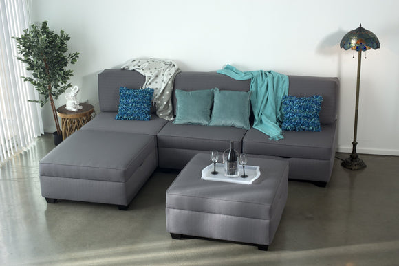 Grey convertible sectional with storage 